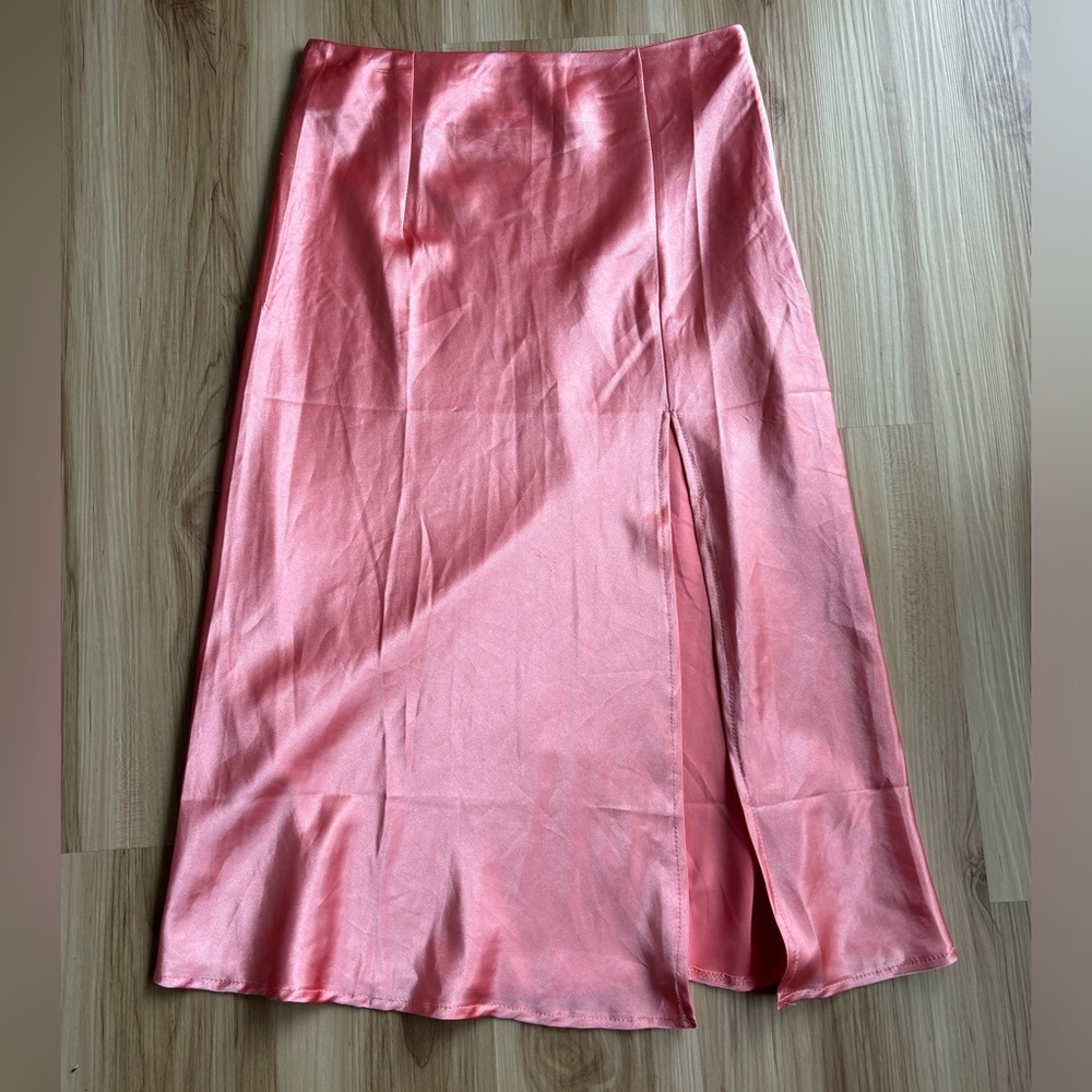 Princess Polly Satin Midi Skirt With Slit